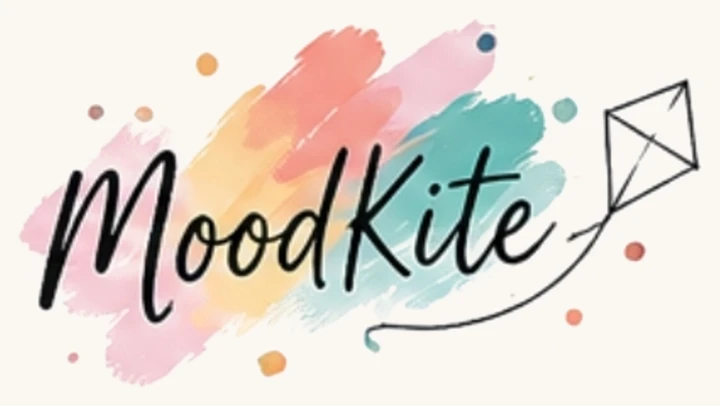 The MoodKite wordmark and kite, painted in watercolour